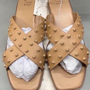 A New Day Women's Tan Studded Sandals